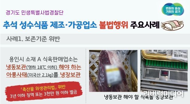 추석 성수식품 제조·가공·판매업체 불법행위 적발