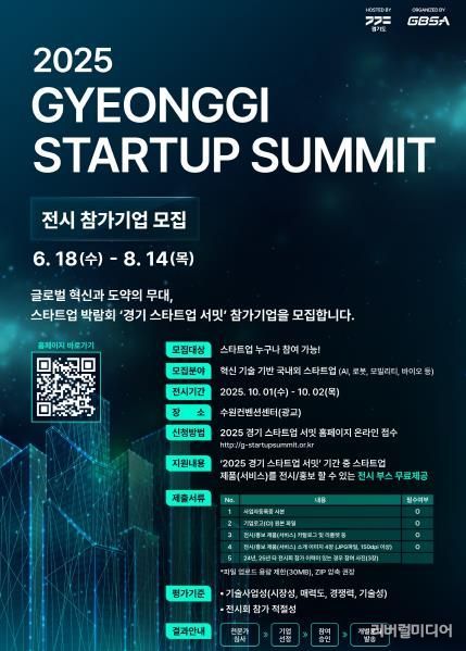 2025 경기 스타트업 서밋 전시 참가 모집 포스터