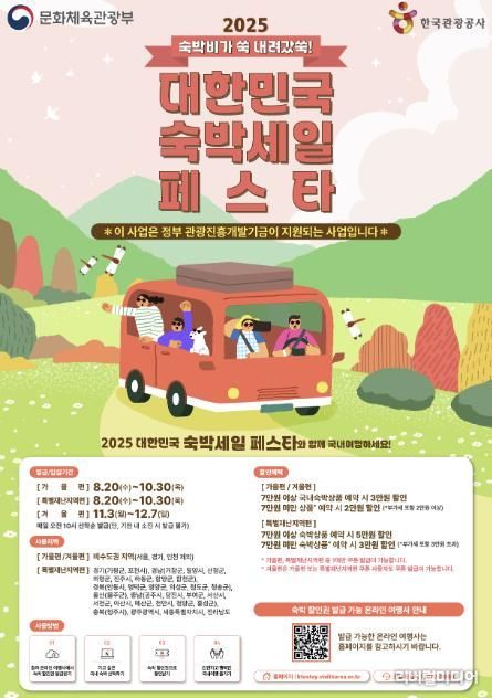 숙박권 최대 5만원 할인, 2025 대한민국 숙박세일 페스타 포스터.