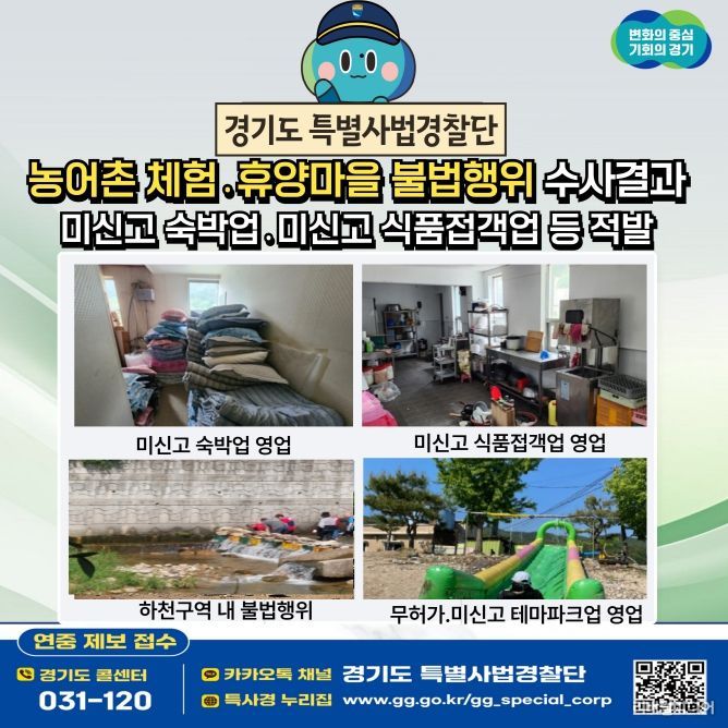 농촌체험마을 불법행위 적발 내용문.